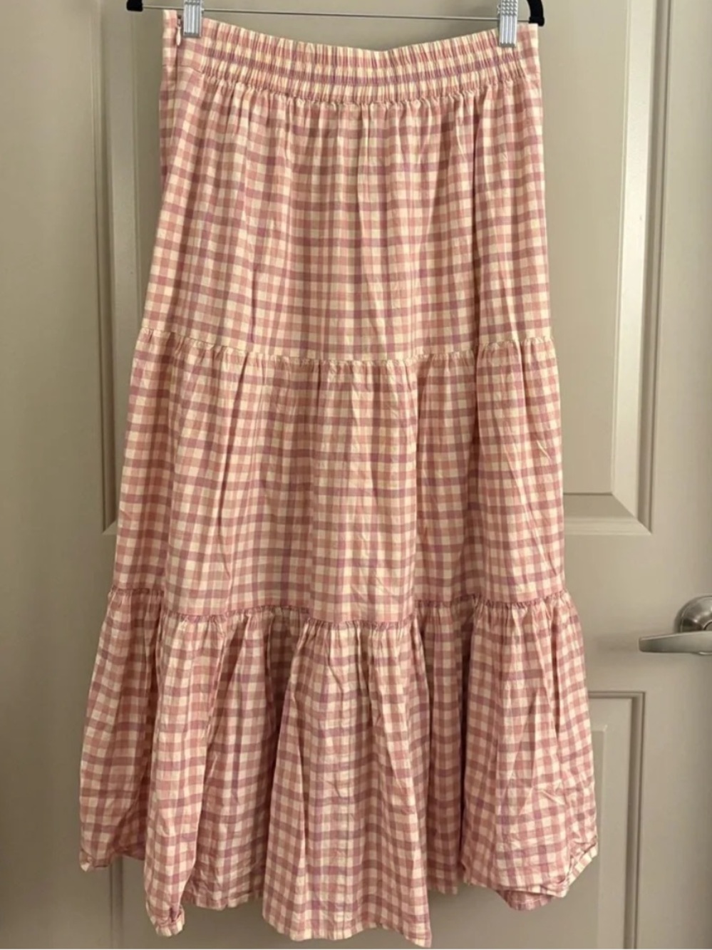 👒Sezane Elota Top and Sakura Skirt Set Pink Gingham Smocked Top and skirt - Picture 13 of 16